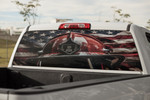 Load image into Gallery viewer, Truck Decal Back Window - American firefighter - perforated vinyl TBW006