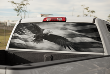 Load image into Gallery viewer, Truck Decal Back Window - Bald Eagle on Flag - perforated vinyl TBW048-B