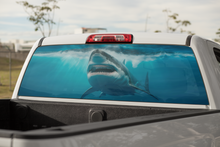 Load image into Gallery viewer, Truck Decal Back Window - Shark in the Ocean - perforated vinyl TBW036