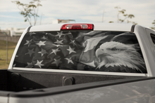 Load image into Gallery viewer, Truck Decal Back Window - American Flag & Bald Eagle - perforated vinyl TBW002-B