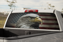 Load image into Gallery viewer, Truck Decal Back Window - Bald Eagle & American Flag - perforated vinyl TBW007