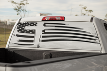 Load image into Gallery viewer, Truck Decal Back Window - Distressed Flag with Cross- perforated vinyl TBW047