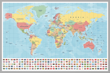 Load image into Gallery viewer, World Map and Flags - vinyl wall murals. WMM002 Ideal wall decoration for bedroom, living room, office, etc