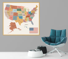 Load image into Gallery viewer, Political map of the USA - vinyl wall murals. WMM003 Ideal wall decoration for bedroom, living room, office, etc