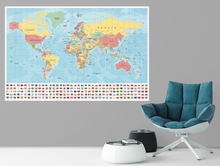 Load image into Gallery viewer, World Map and Flags - vinyl wall murals. WMM002 Ideal wall decoration for bedroom, living room, office, etc