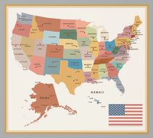 Load image into Gallery viewer, Political map of the USA - vinyl wall murals. WMM003 Ideal wall decoration for bedroom, living room, office, etc