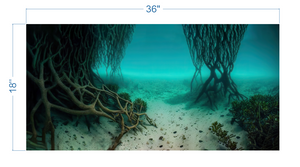 Aquarium Background Underwater Roots & Sand - vinyl graphic adhesive AQ0035