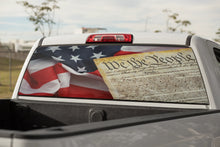 Load image into Gallery viewer, Decal Back Window - Constitution and American Flag - perforated vinyl TBW066

