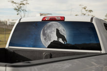 Load image into Gallery viewer, Truck Decal Back Window - Wolf Howling at the Moon - perforated vinyl TBW064
