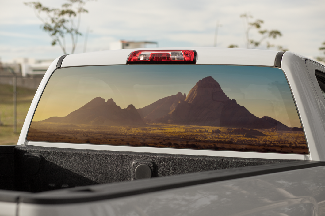 Truck Decal Back Window - Desert at Sunrise - perforated vinyl TBW039