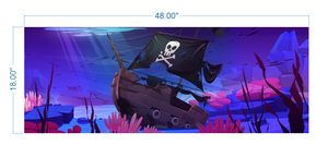 Aquarium Background Pirate Ship Underwater  - vinyl graphic adhesive AQ0029