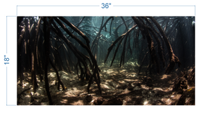 Aquarium Background Underwater Roots - vinyl graphic adhesive AQ0034