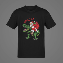 Load image into Gallery viewer, Ho Ho Ho Dinosaur T rex T-Shirt, Merry Christmas Santa Claus Unisex Gift NAV010
