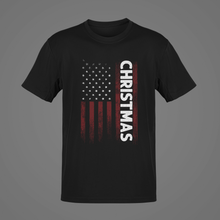 Load image into Gallery viewer, Christmas USA Flag T-Shirt, Patriotic Christmas Unisex shirt Gift NAV003
