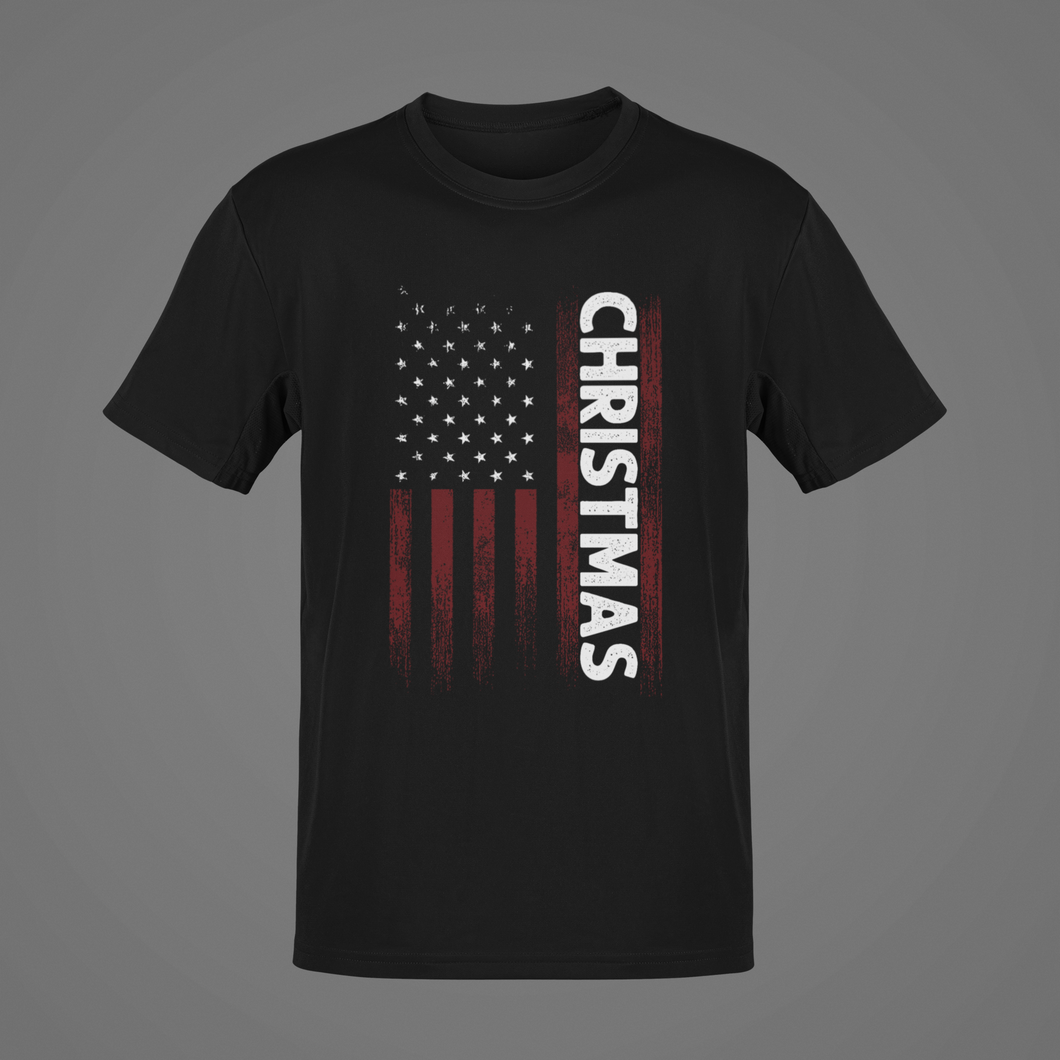 Christmas USA Flag T-Shirt, Patriotic Christmas Unisex shirt Gift NAV003