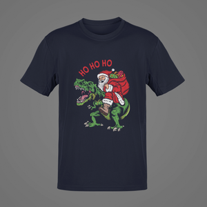 Ho Ho Ho Dinosaur T rex T-Shirt, Merry Christmas Santa Claus Unisex Gift NAV010