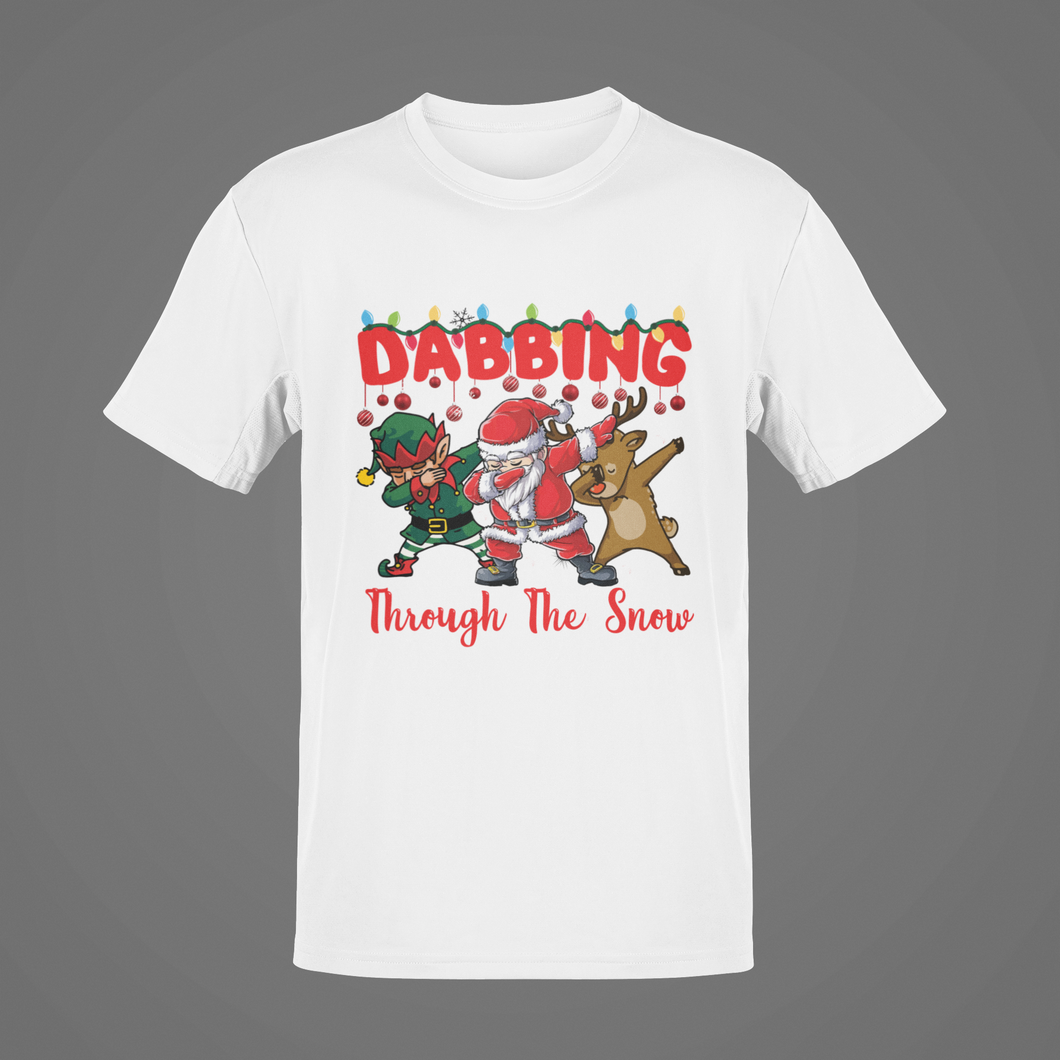 Dabbing through the snow T-Shirt, Merry Christmas Santa Claus Unisex Gift NAV005